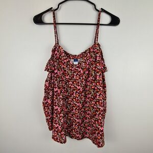 OLD NAVY Women's Small Brown Floral Strap Ruffle‎ Flowy Tank Top Cami
